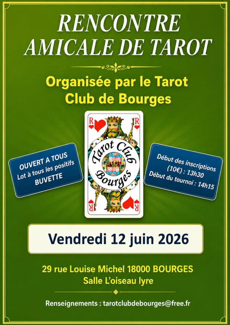 Rencontre amicale de tarot – Organisée par le Tarot Club de Bourges